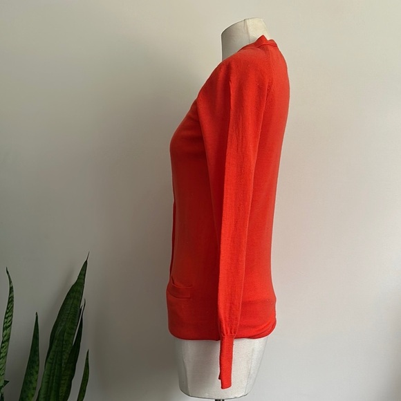 J. Crew Orange TAILORED 100% Merino Wool KNIT CARDIGAN Sweater Sz XS - Picture 4 of 5